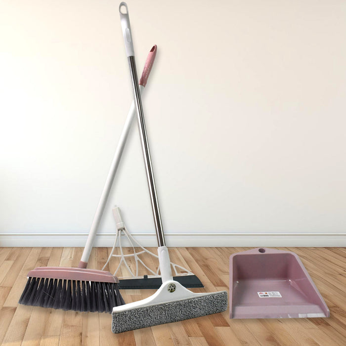 Dustpan, Kitchen Wiper, Window Cleaning Squeegee Tool & Broom Brush, (4 Pcs Combo) by Your Brand