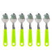 Modern 24-piece stainless steel cutlery set with stand for kitchen or dining room.