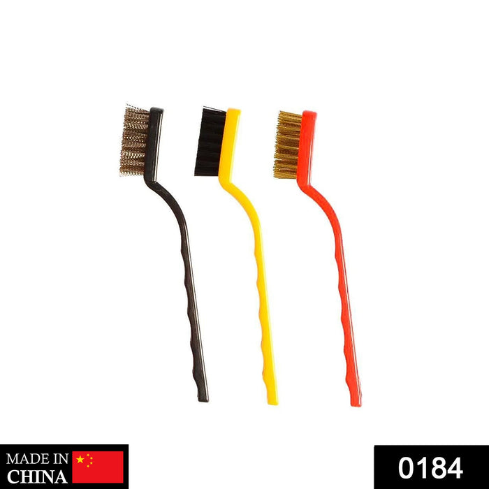 3 Pc Mini Wire Brush Set for cleaning (Brass, Nylon, Stainless Steel Bristles) by Your Brand