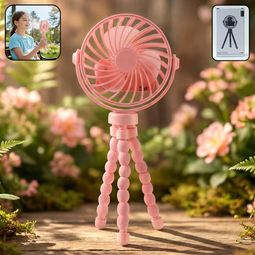 Portable Rechargeable LED Light Fan with Flexible Tripod Stand (1 Pc) by Your Brand