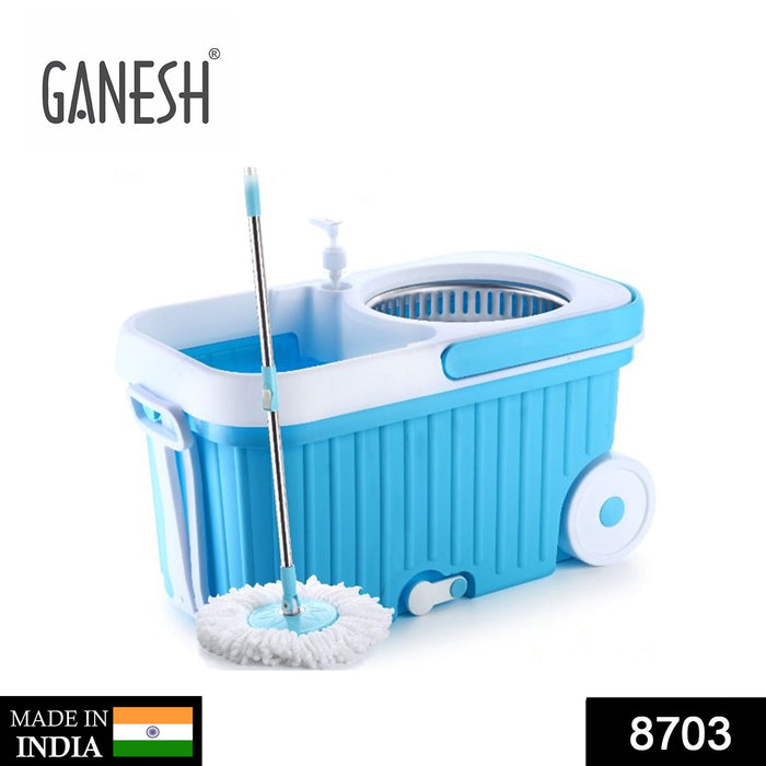 Spin Mop with Bigger Wheels and Plastic Auto Fold Handle for 360 Degree Cleaning by Your Brand