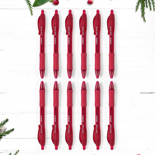 Red Colour Gel Pen Set, Set of 12 Pcs by Your Brand