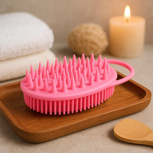 2-in-1 Silicone Soft Bristle Bath Brush by Your Brand