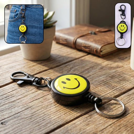 Smiley Face Retractable Keychain (1 Pc) by Your Brand