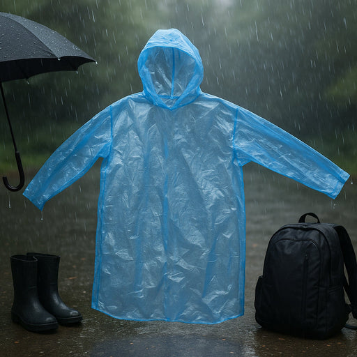 Ultra Lightweight Disposable Raincoat with Hood for Adults (1 Pc) by Your Brand