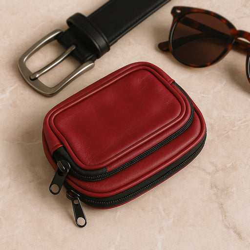 Premium Leather Zippered Card Holder & Accessories Case by Your Brand