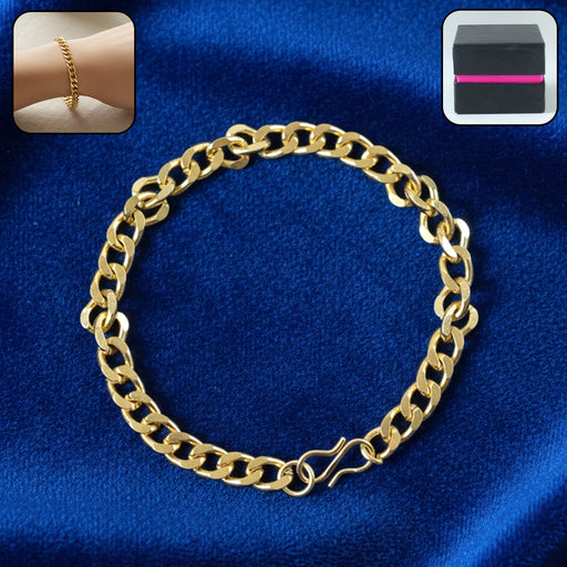 Classic Gold Finish Chain Link Bracelet for Men and Women (1 Pc) by Your Brand