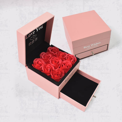 Preserved Eternal Rose Gift Box with Drawer & 9 Artificial Roses (1 Set) by Your Brand