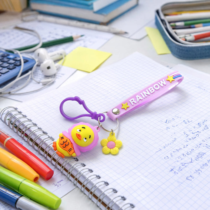 Cute Rainbow Strap Cartoon Duck Keychain (1 Pc) by Your Brand