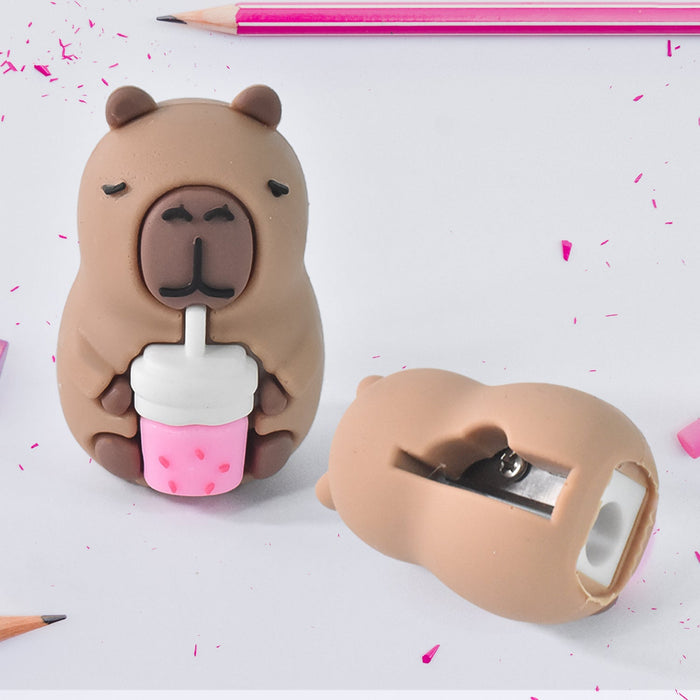 Cartoon Shape Pencil Sharpener with Built-In Eraser (1 Pc) by Your Brand
