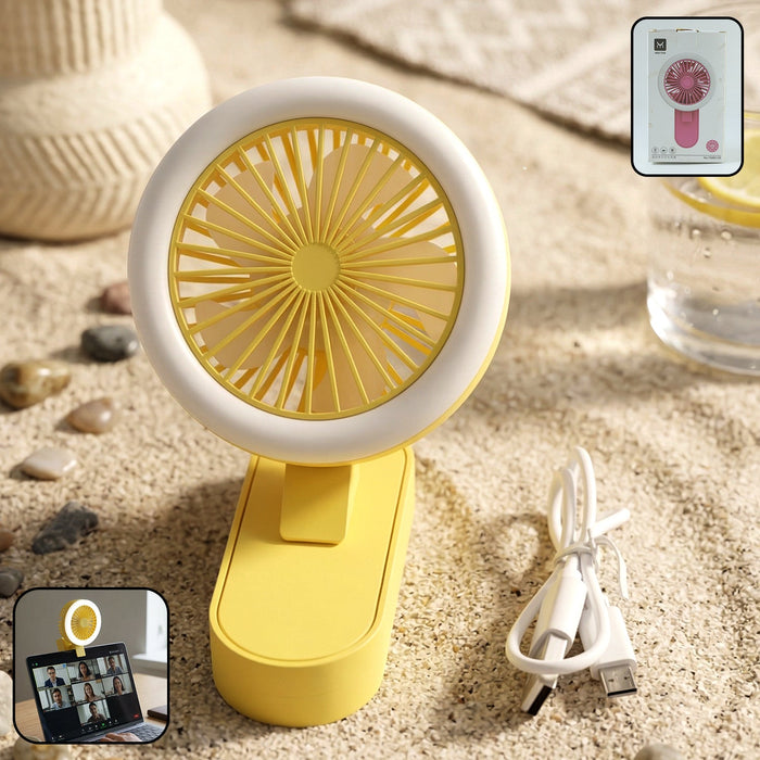Portable Rechargeable Mini Table Fan with LED Light (1 Pc) by Your Brand