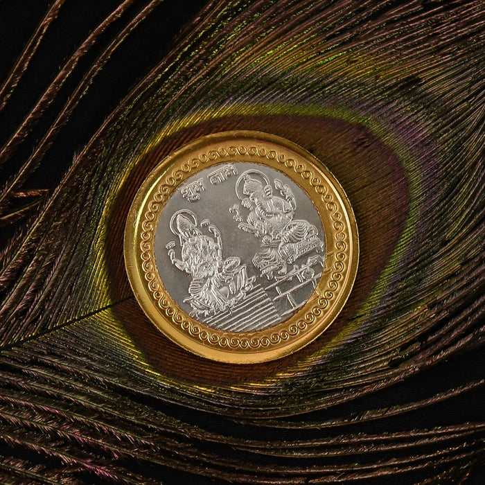 Premium Gold & Silver Dual-Tone Religious Coin with Lakshmi Ganesh Design by Your Brand