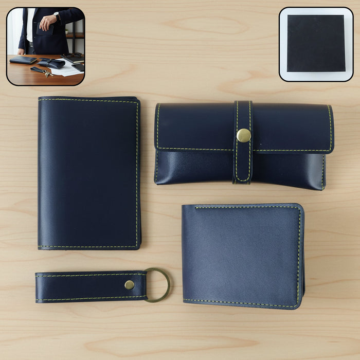 4 In 1 Premium PU Leather Wallet Gift Set for Men (4 Pc Set) by Your Brand