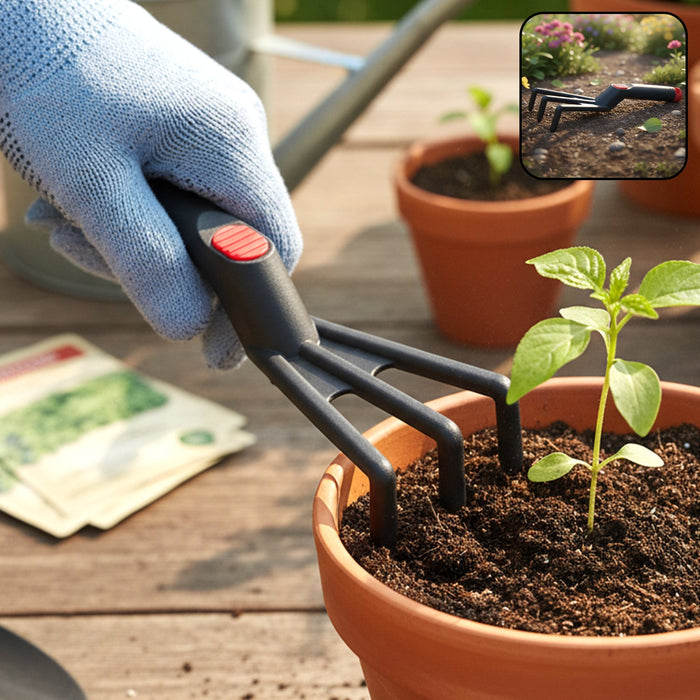 Hand Garden Cultivator Rake Plastic Gardening Tool (1 Pc, 27 Cm) by Your Brand