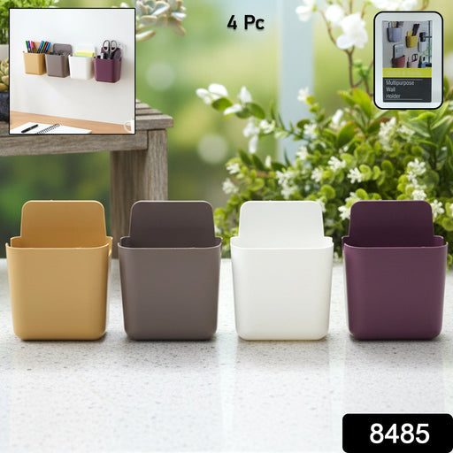 Multipurpose Plastic Wall Mounted Remote & Mobile Holder Stand – (Pack of 4 / Mix Color) by Your Brand