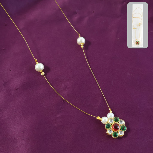 Elegant Traditional Multicolor Stone & Pearl Pendant Chain (1 Pc) by Your Brand