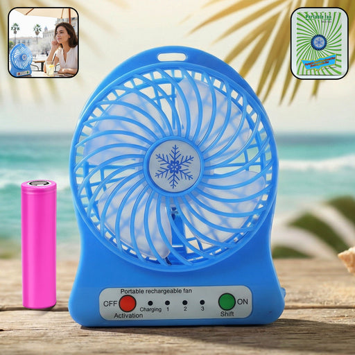 Portable Rechargeable Mini Table Fan With LED Light And Battery (1 Pc) by Your Brand