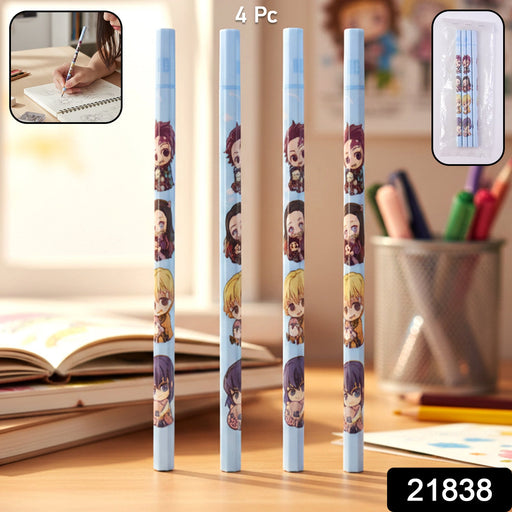 Cartoon Printed Pencil Set for Kids – Cute School Writing Pencils (4 Pc) by Your Brand