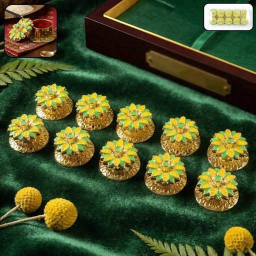 Decorative Kankavati Kumkum Storage Set (10 Pc Set, Mix Design) by Your Brand
