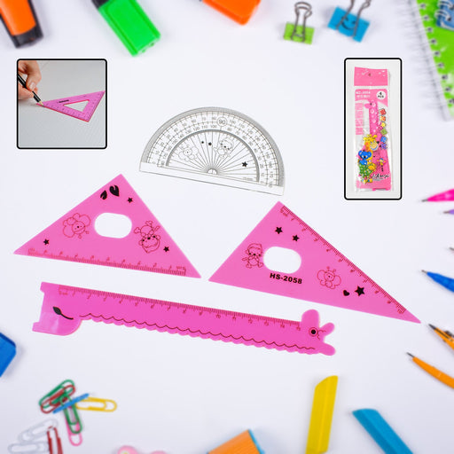 Cute Cartoon Giraffe Ruler / Scale Meter Ruler / Triangle Ruler (4 Pc Set) by Your Brand