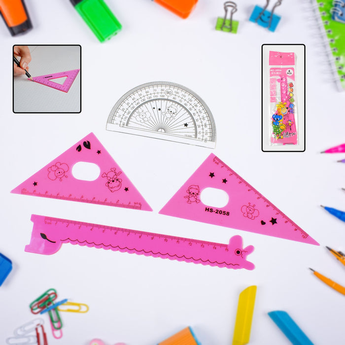 Cute Cartoon Giraffe Ruler / Scale Meter Ruler / Triangle Ruler (4 Pc Set) by Your Brand