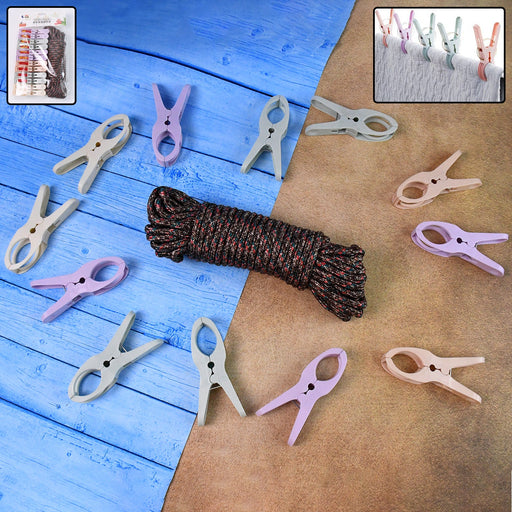Cloth Drying Rope with Clips – Convenient and Durable Hanging Solution (12 Pc) by Your Brand