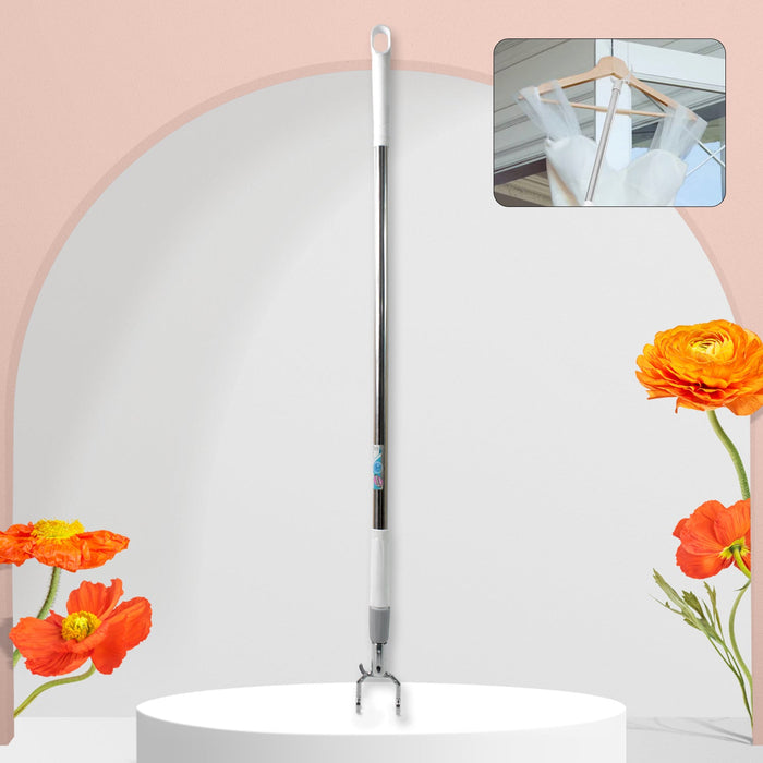 Stainless Steel Telescopic Pole Clothes Hooks Hanger (1 Pc / 155 cm) by Your Brand