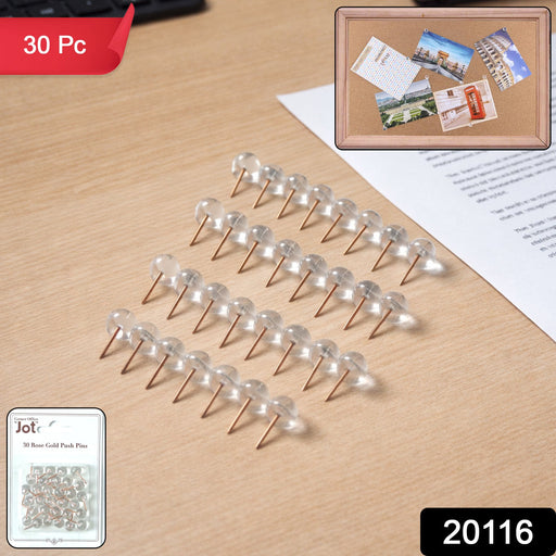 Transparent Crystal Head Push Pins Set for Notice Board (30 pc) by Your Brand