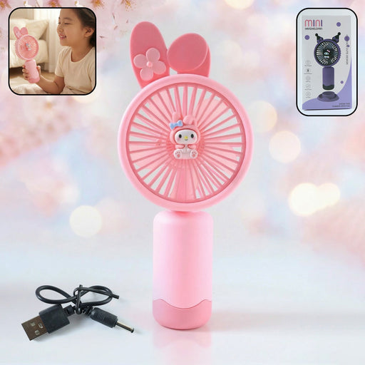 Cute Cartoon Design Rechargeable Mini Handheld Fan (1 Pc) by Your Brand