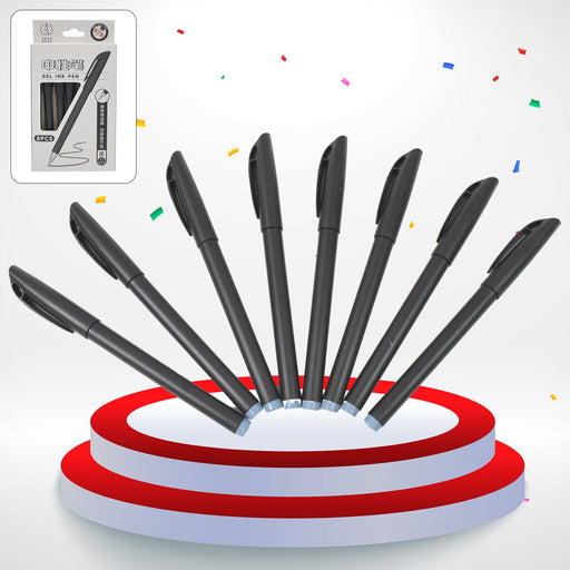 Writing Black Gel Pen for School Stationery Gift for Kids (8 Pcs set) by Your Brand