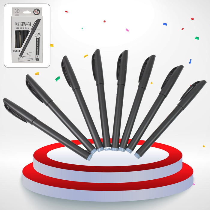 Writing Black Gel Pen for School Stationery Gift for Kids (8 Pcs set) by Your Brand