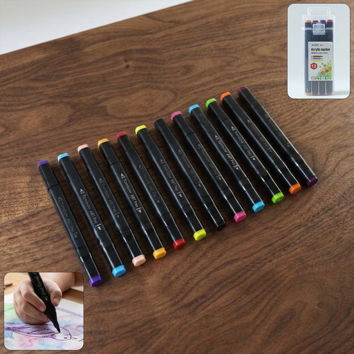 Acrylic Dual Tip Marker Watercolor Pen Set 12 Pc by Your Brand