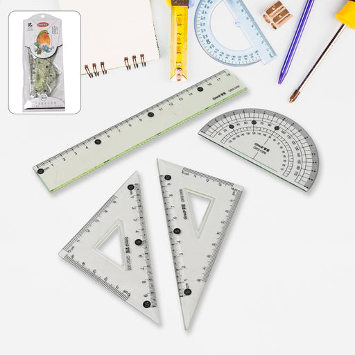 4-Piece Geometry Set, Triangle Ruler Protractor Straight Ruler by Your Brand