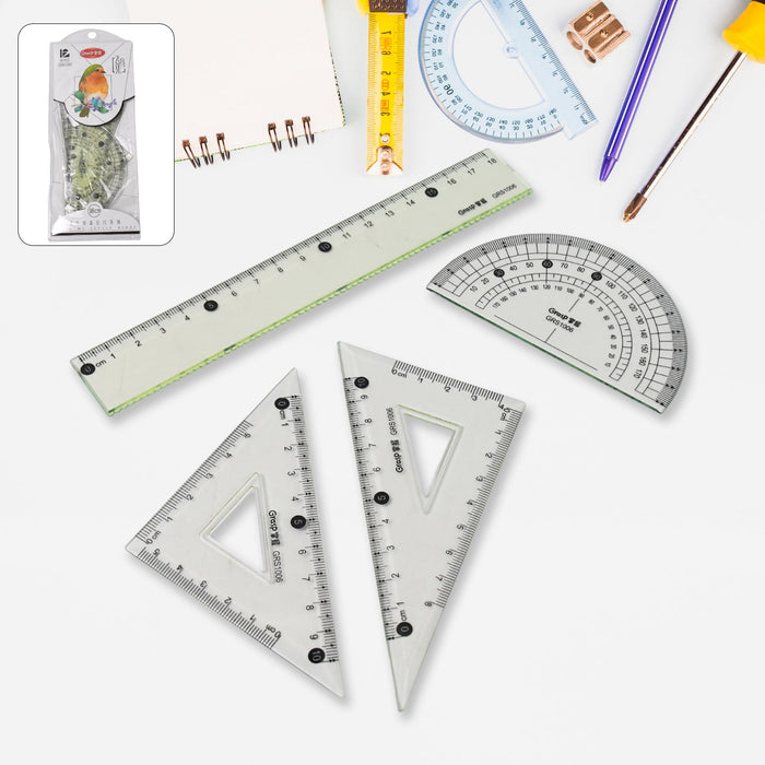 4-Piece Geometry Set, Triangle Ruler Protractor Straight Ruler by Your Brand
