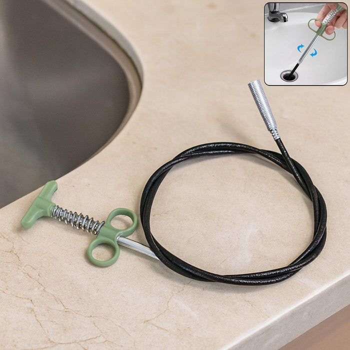 Flexible Spring Drain Cleaning Tool with Hand Grip (1 Pc / 157 Cm) by Your Brand