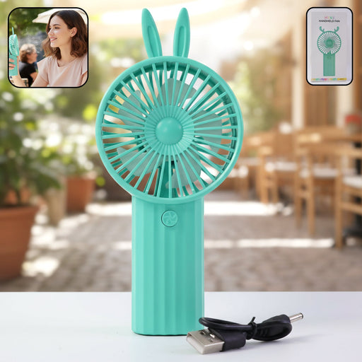 Cute Bunny Ear Design Portable USB Rechargeable Mini Handheld Fan (1 Pc) by Your Brand