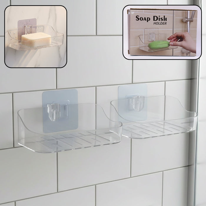 Wall-Mounted Transparent Soap Dish Holder Set by Your Brand