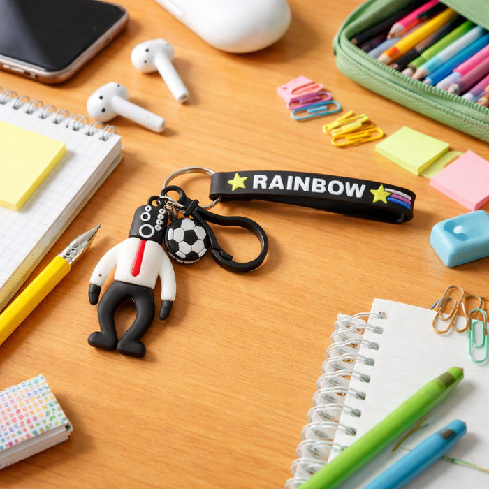Rainbow Strap Cartoon Football Boy Keychain (1 Pc) by Your Brand