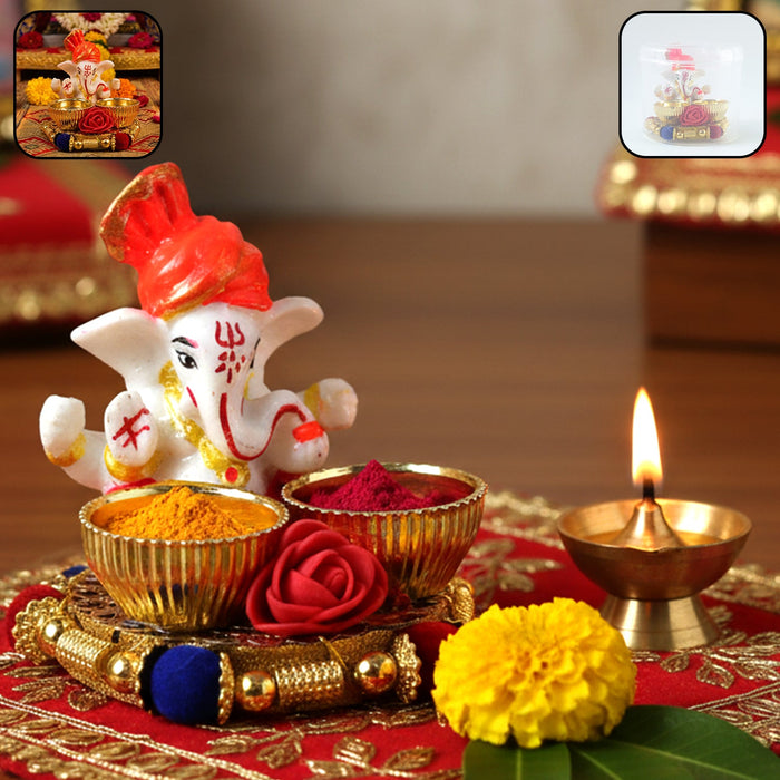 Decorative Lord Ganesha Pooja Thali Set (1 Pc) by Your Brand