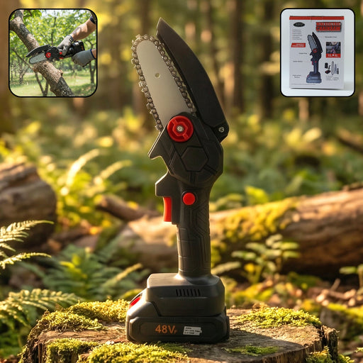 Mini Electric Cordless Chainsaw (1 Set, 48V, Blade size 18 Cm) by Your Brand