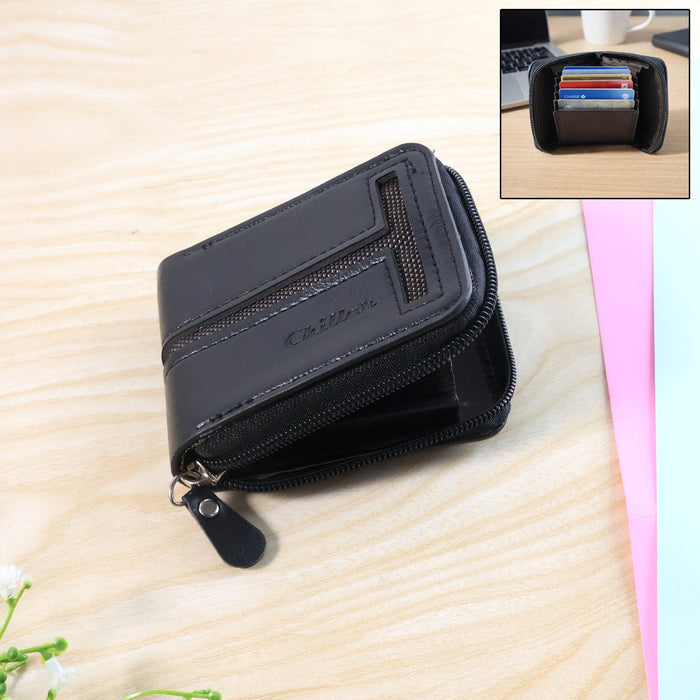 Compact Zip-Around Card Holder Wallet for Men & Women (1 Pc) by Your Brand