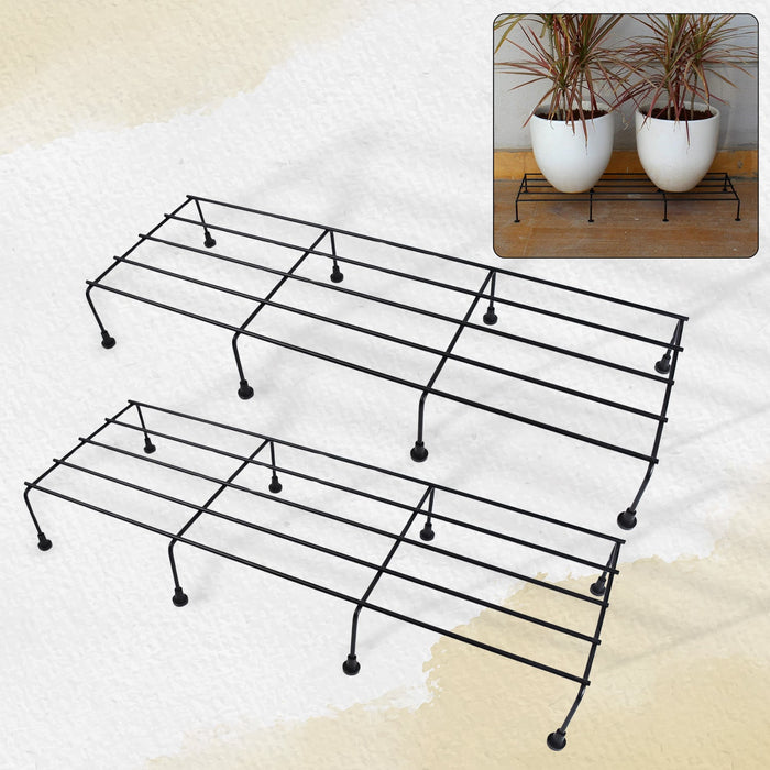 Metal Rectangle Flower plant stand for balcony (60×20 Cm / 2 Pc Set) by Your Brand