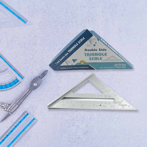 Double-Sided 45° Triangle Ruler – 7-Inch Aluminum Alloy Rafter Square for Home Use by Your Brand