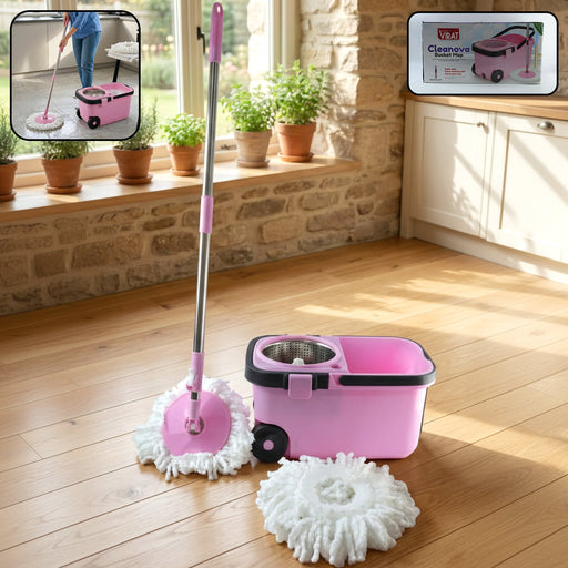 Quick Spin Mop With Steel Spin, Bucket Floor Cleaning, Easy Wheels & Big Bucket, Floor Cleaning Mop with Bucket by Your Brand