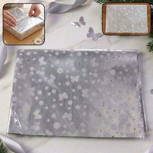 Decorative Silver Gift Wrapping Paper Sheets (1 pkt / Approx 20 Pcs / Mix Color) by Your Brand