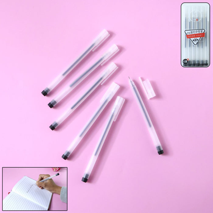 Transparent Smooth Writing Black Gel Pens Set of 6 Pieces by Your Brand