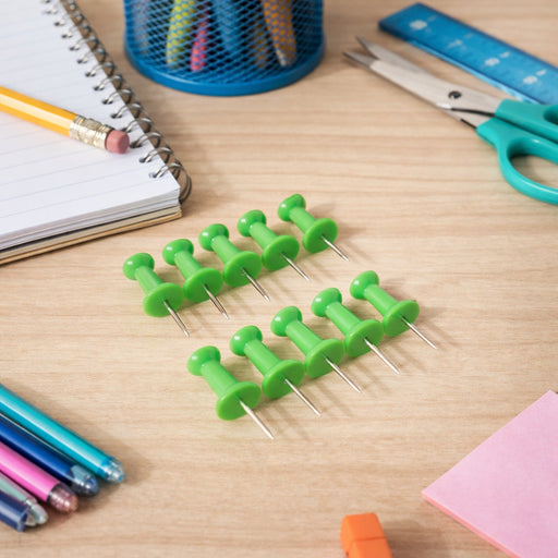 Green Plastic Push Pins Thumb Tacks for Notice Board (10 Pc) by Your Brand