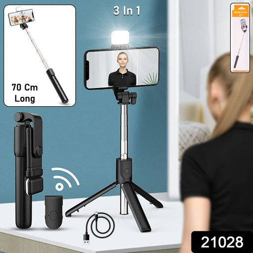 3 in 1 Wired Selfie Stick with Extendable Handle (70 Cm Long) by Your Brand