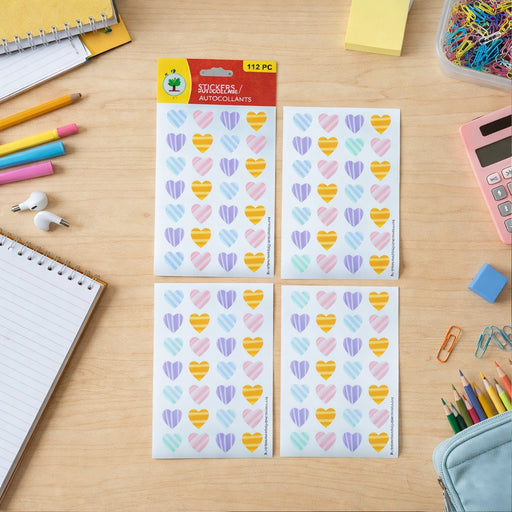 Colorful Heart Shape Decorative Sticker Set (4 Sheets, 112 Pc) by Your Brand