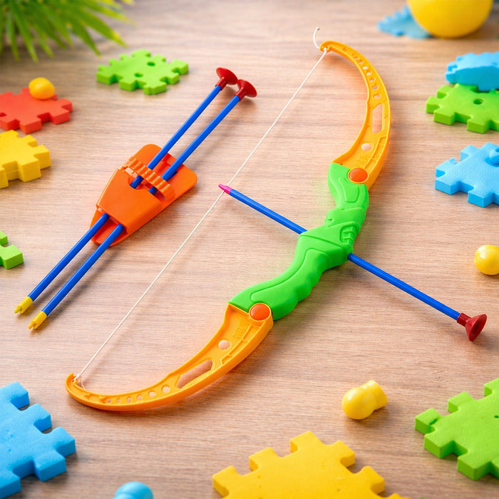 Plastic Archery Bow Arrow Toy Set with single knife and 3pc Arrow and Target Board by Your Brand